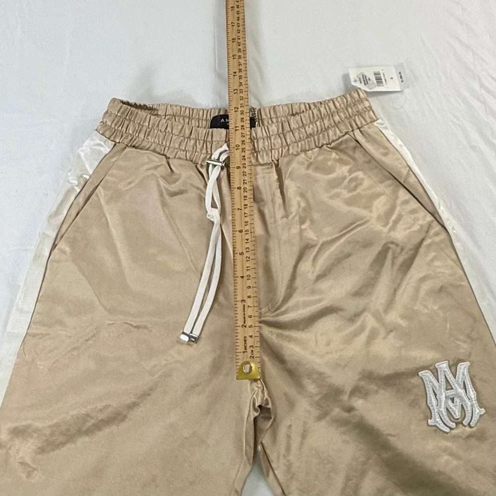 Amiri Satin Track Pants Gold Champagne White Stripe MA Logo Small NEW